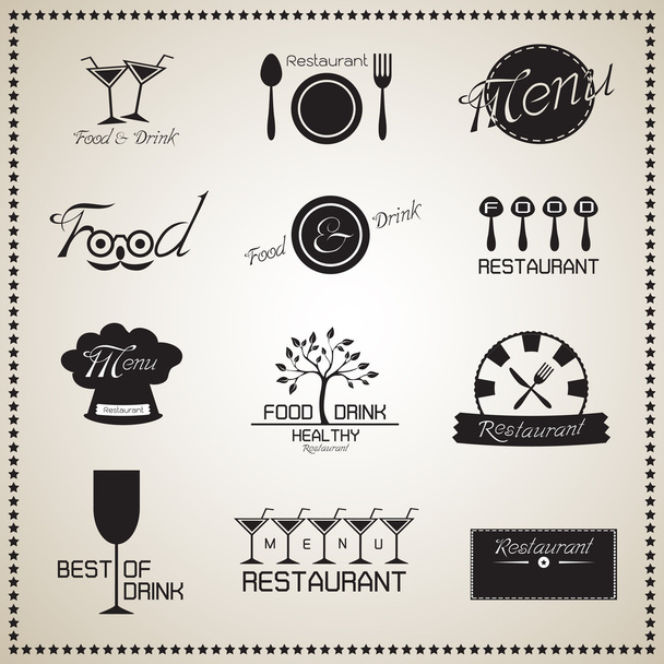 Food and Drink Restaurant labels set - Vector, afbeelding