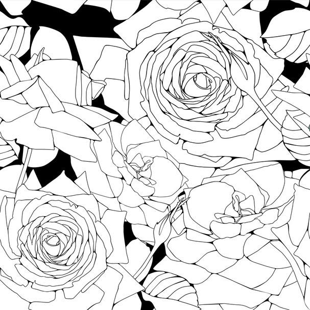 Seamless pattern with decorative roses flowers - Vector, Imagen