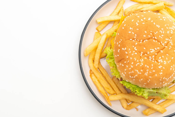 fried chicken burger isolated on white background - unhealthy food style - Valokuva, kuva