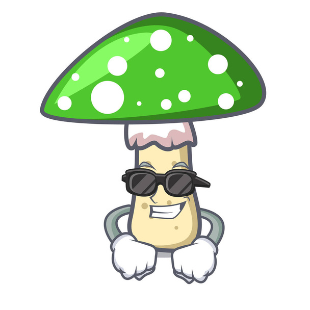 Super cool green amanita mushroom character cartoon vector illustration - ベクター画像