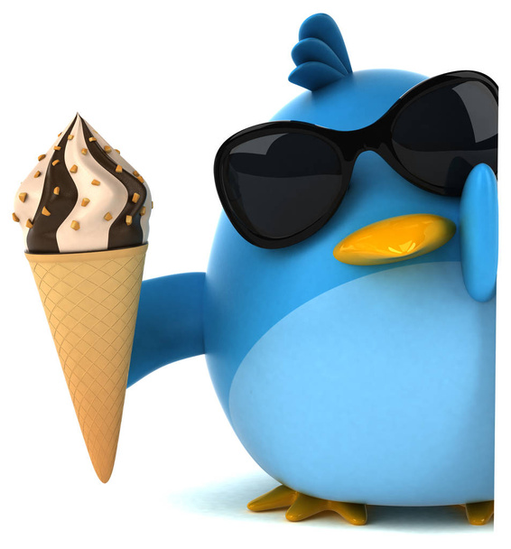 Fun cartoon character with ice cream   - 3D Illustration - Фото, изображение