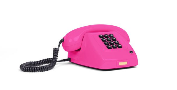 Vintage ροζ τηλέφωνο με λευκό φόντο - Φωτογραφία, εικόνα