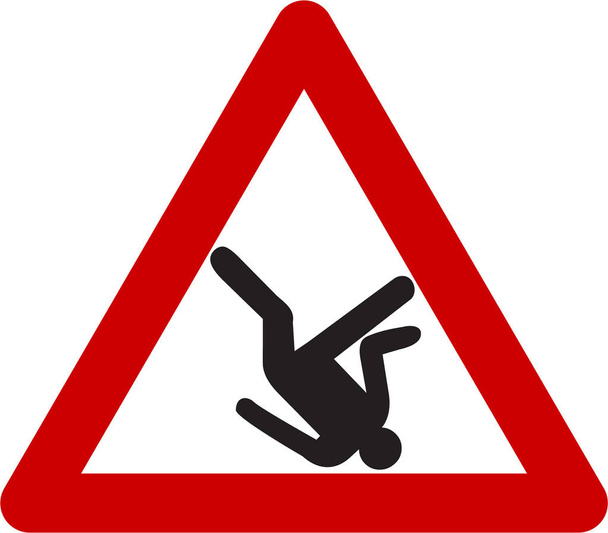 Προειδοποιητική πινακίδα με πτώση άνδρα - Φωτογραφία, εικόνα