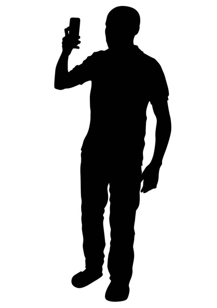 Man with a camera on white background - Vector, afbeelding