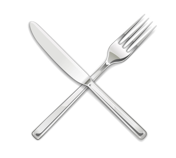 Πιρούνι, μαχαίρι. Σετ σκευών για φαγητό - Διάνυσμα, εικόνα