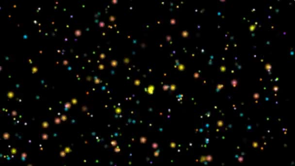 Flying multicoloted pequeñas luces borrosas sobre fondo negro. fondo de vídeo abstracto animado. Vídeo 4k
 - Metraje, vídeo