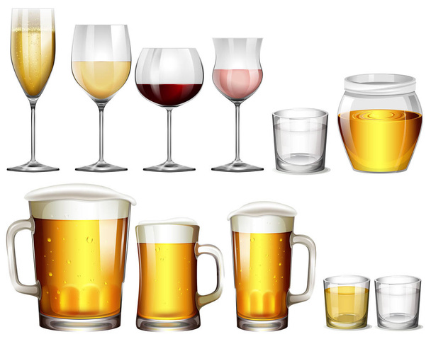 Διαφορετικό είδος των αλκοολούχων ποτών εικονογράφηση - Διάνυσμα, εικόνα