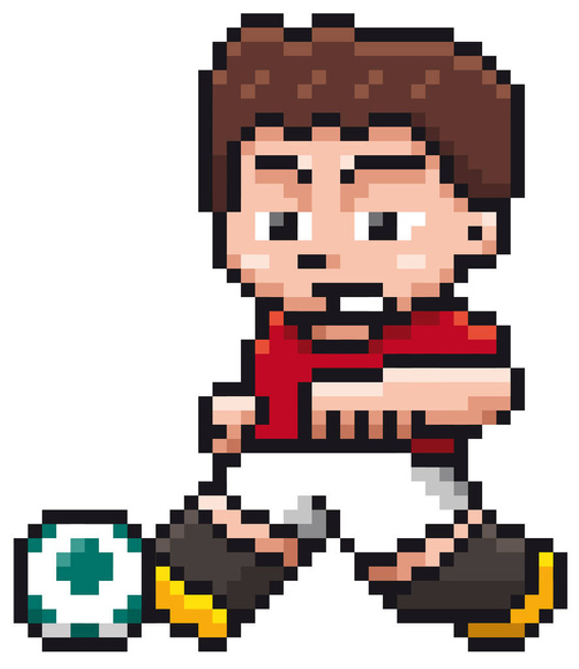 Vector illustration of Cartoon Soccer player - Pixel design - Vetor, Imagem