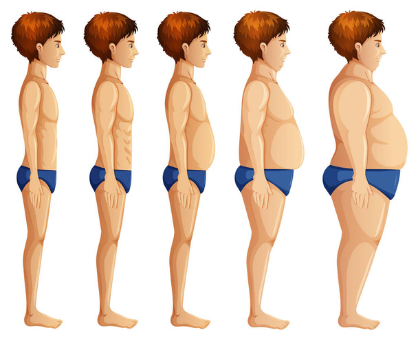 Uomo trasformazione del corpo su sfondo bianco illustrazione
 - Vettoriali, immagini