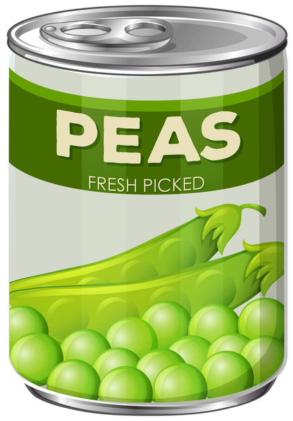 A Can of Fresh Picked Peas illustration - Vector, Image