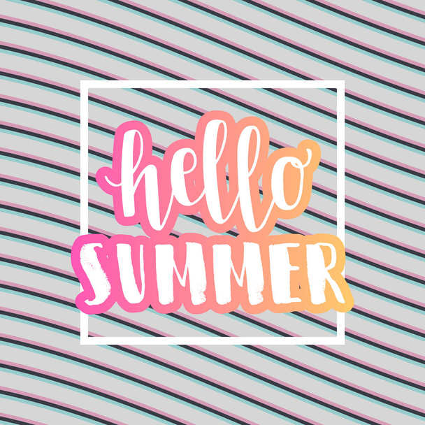 Sale banner with trendy cool modern design for online shopping and lettering quote Hello summer on mexican style background, vector, illustration - Vector, Image