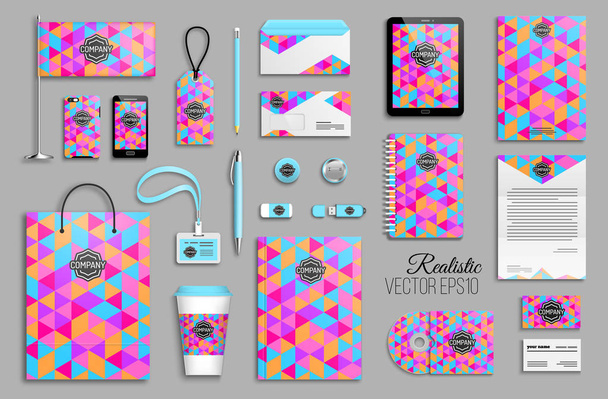 Corporate identity template set with colorful geometric background, vector, illustration - Vektori, kuva