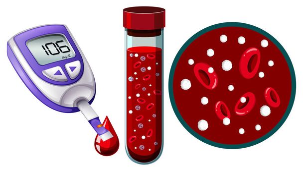 Bloedonderzoek en Glucose Monitoring apparaat illustratie - Vector, afbeelding