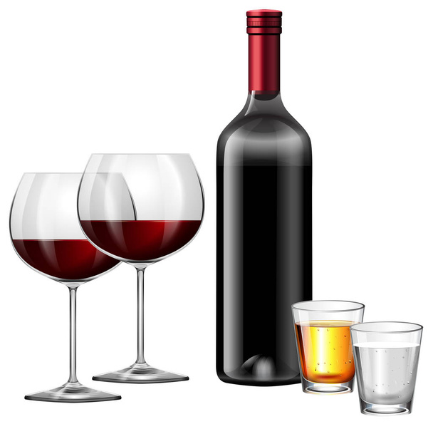 Red Wine and Spirit Drink illustration - Vector, Image