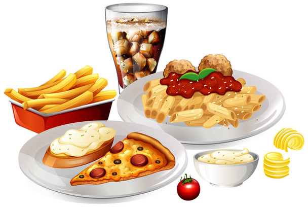 Illustration d'un ensemble d'aliments délicieux
 - Vecteur, image