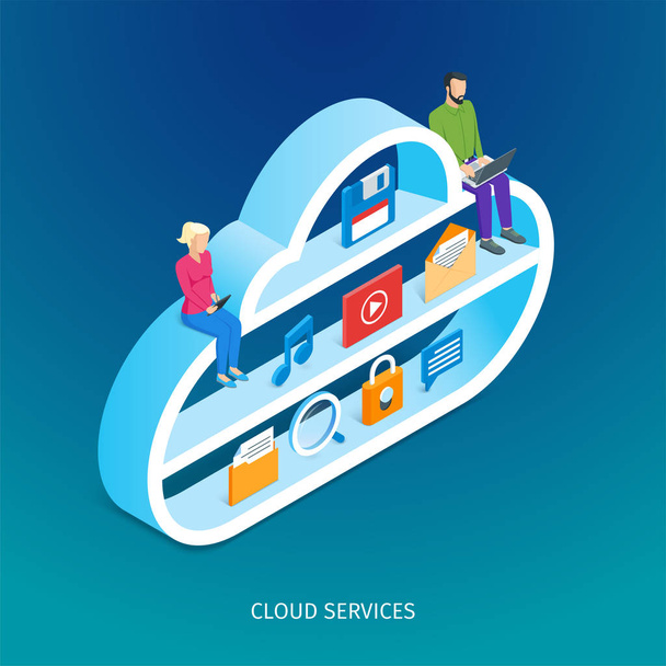 koncepce služeb cloud - Vektor, obrázek
