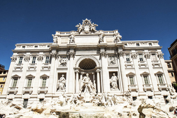 The Trevi Fountain, Fontana di Trevi, is 26 meters high and 50 meters wide, the largest fountain in Rome, Lazio, Italy - Photo, Image