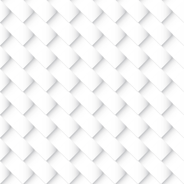 Tileable trendy staggered 3d quadrangle shape spliced form template. Light silver color modular mesh in retro style. Creative recurring concave interwoven criss cross mat fond design - Vector, Image