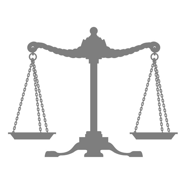 Silhouette of old balance - scales, symbol of justice - Vector, Image