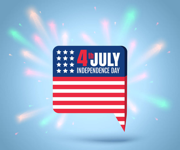 Icono vectorial con bandera americana para el día de la independencia el 4 de julio. Día de la Independencia al 4 de julio
. - Vector, imagen