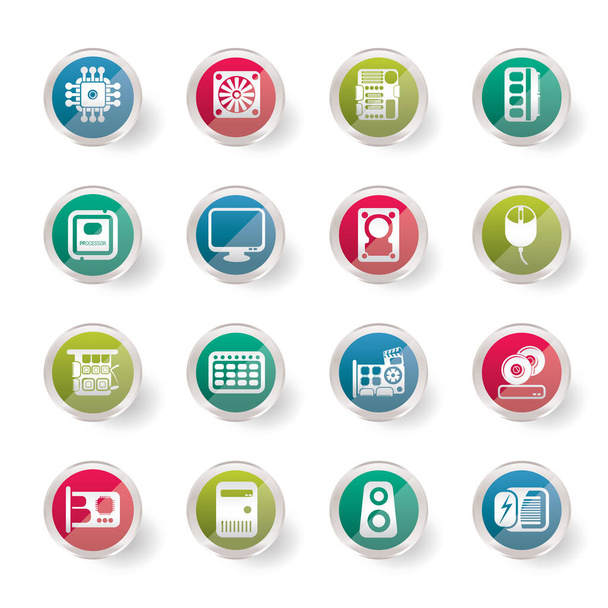 Computer  Performance and Equipment Icons over colored background  - Vector Icon Set - Wektor, obraz
