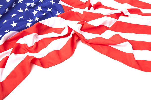 Amerikaanse vlag grens op effen witte achtergrond - Foto, afbeelding