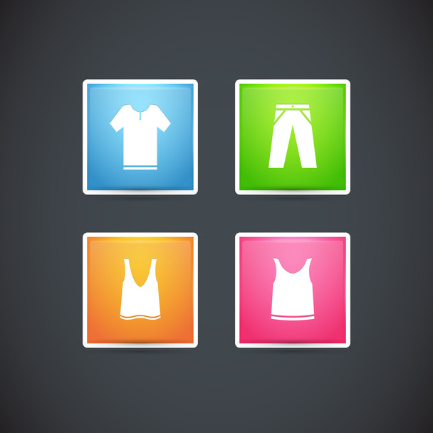 Vector set of clothes colorful icons - Vector, Image