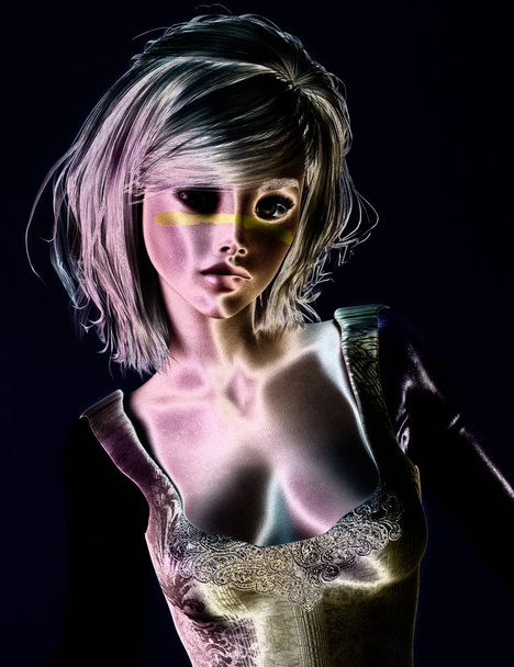 3D Illustration of a Fantasy Woman, Digital Model - 写真・画像
