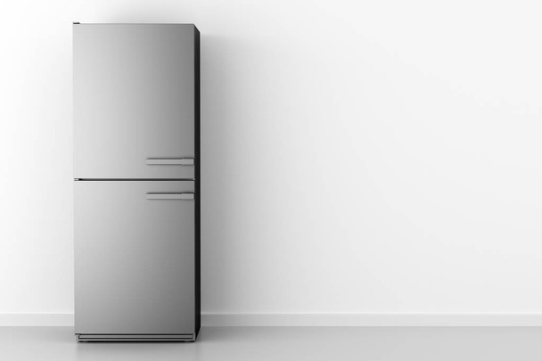 modern fridge in front of white wall. 3d illustration - Photo, Image