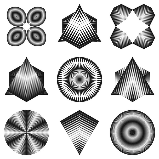 Lignes de demi-teintes abstraites formes géométriques. Signes vectoriels, symboles, éléments de conception
. - Vecteur, image