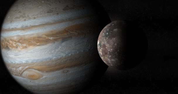 Jupiter-bolygó és a Callisto Hold a világűrben - Felvétel, videó
