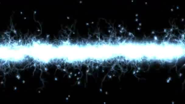 4 k Particle stralen laser vuurwerk, militaire raket, bliksem magnetisch veld, groene stralen laser abstracte achtergrond. - Video