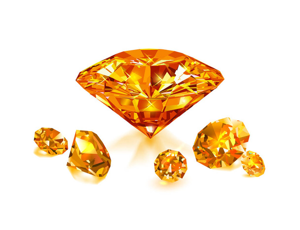 Beautiful bright orange diamond  isolated on white background. Vector illustration. - Vector, Image