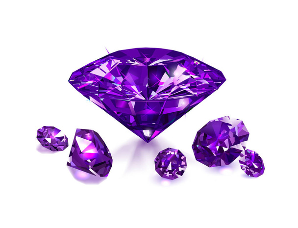Hermosas piedras preciosas púrpuras aisladas sobre fondo blanco. Ilustración vectorial
. - Vector, Imagen