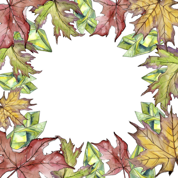 Φύλλο σφενδάμνου. Φύλλο φυτού Βοτανικός Κήπος floral φύλλωμα. Πλαίσιο συνόρων στολίδι τετράγωνο. - Φωτογραφία, εικόνα