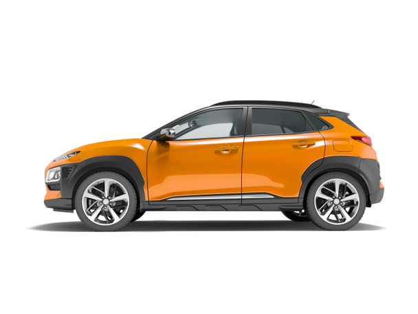 Moderní oranžové auto crossover 3d vykreslení na bílém pozadí se stínem - Fotografie, Obrázek