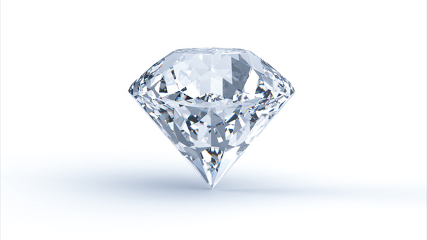 Velký diamant izolovaných na bílém pozadí. 3D vykreslování a ilustrace. Šperky a drahokamy  - Fotografie, Obrázek
