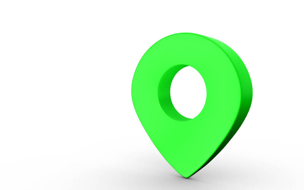 Mapa sinal ponteiro na cor verde isolado no fundo branco. Renderização 3D
 - Foto, Imagem