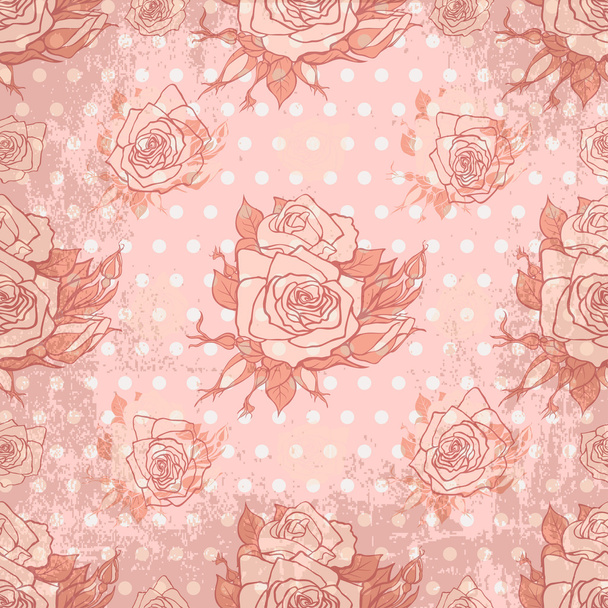 Vector vintage wallpaper with seamless rose pattern - Vektor, kép