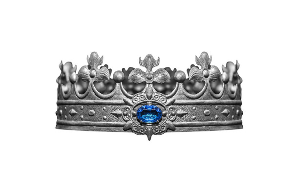 Silver crown with jewels isolated on white. - Photo, Image