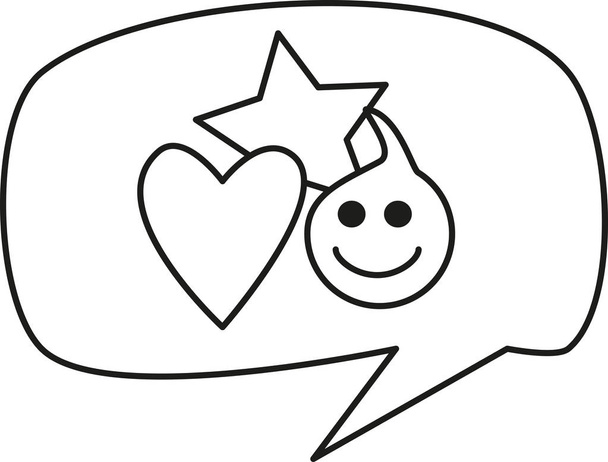 An icon of a cloud of a comics containing a heart, a star and a smiley face - Vector - Vector, Image