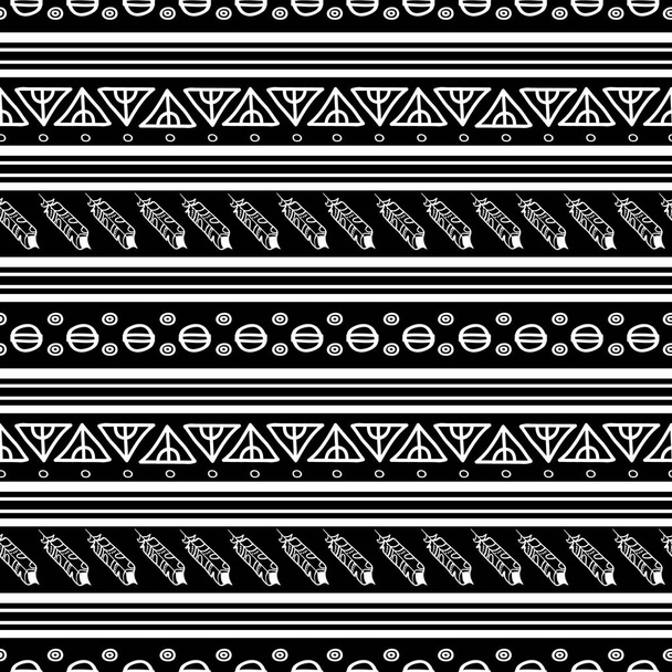 Fekete-fehér ikat törzsi zökkenőmentes minta - Vektor, kép