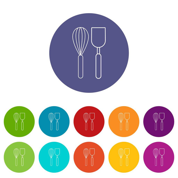 Cutlery bake icons set vector color - Vektor, obrázek