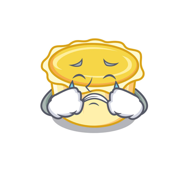 Crying egg tart mascot cartoon - Вектор, зображення