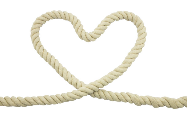Heart-shaped is ropes isolated on white background - Photo, Image