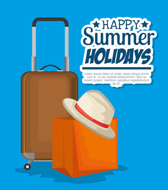 summer holidays set icons - Вектор,изображение