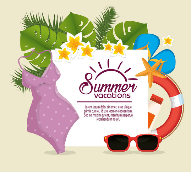 summer holidays set icons - Вектор,изображение