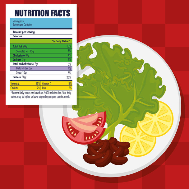 egészséges táplálkozás, táplálkozási tények - Vektor, kép