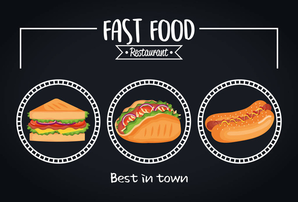 delicious fast food restaurant menu card - Vecteur, image