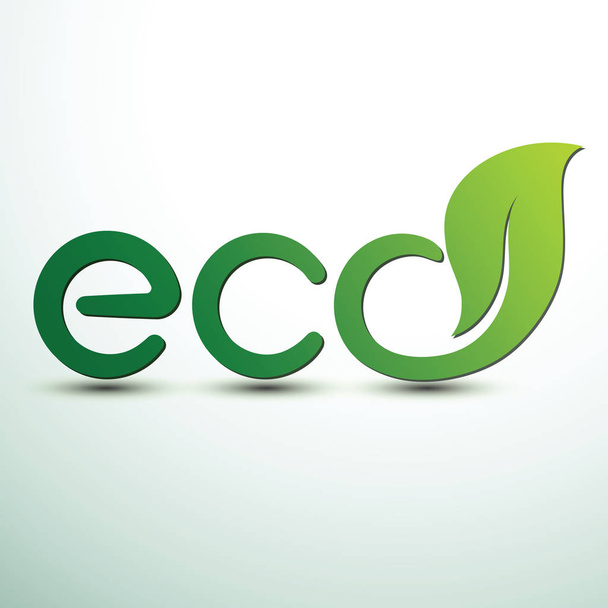 Eco κείμενο με φύλλα για αποθήκευση οικολογία φιλική έννοια, εικονογράφηση διάνυσμα - Διάνυσμα, εικόνα